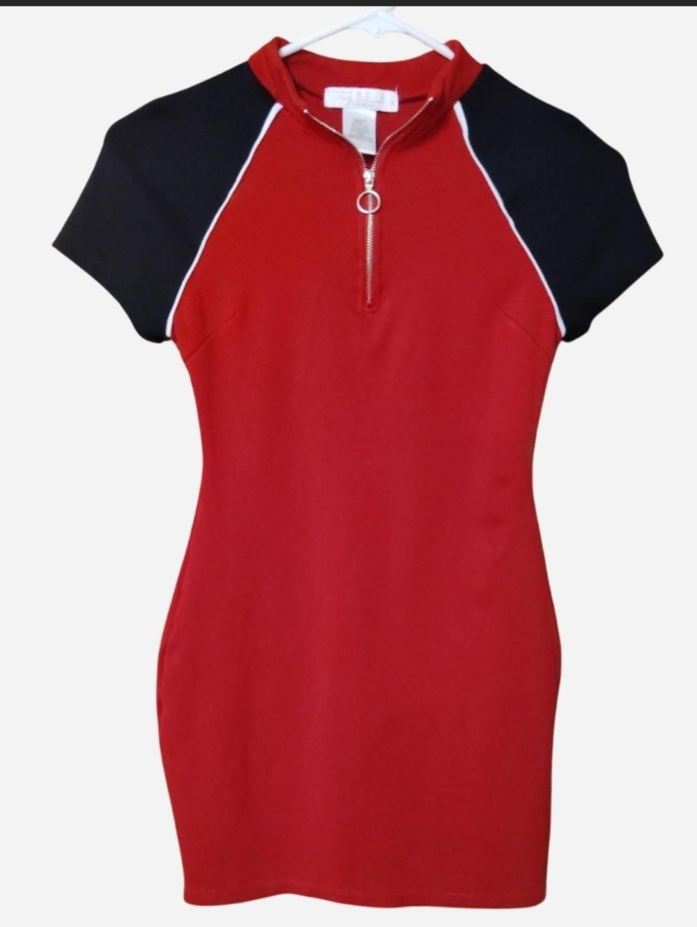 Joe & Elle Red and Black Short Sleeve Bodycon Mini Dress